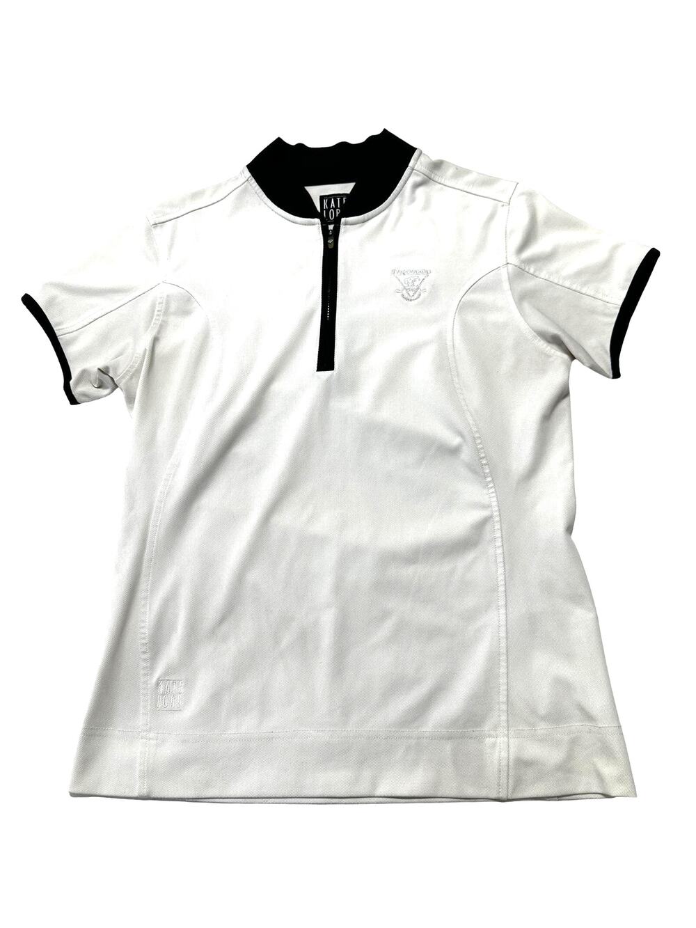 Kate Lord Golf Shirt Top Womens Size M Off White Poly Spandex Short Sleeve SNAG